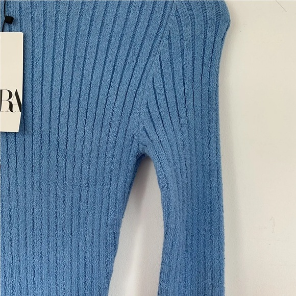 ZARA WOMAN STRETCH LONG SLEEVE BABY BLUE RIBBED KNIT MIDI MAXI DRESS $89.90 - Picture 15 of 15